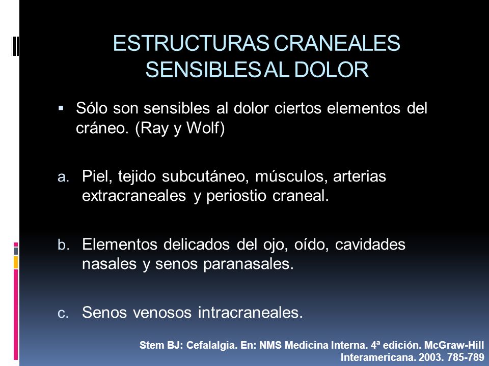 dolor en la piel del craneo